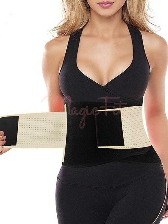 Breathable Hourglass Waist Trainer Stomach Wrapping Belt - Beige - MagicFit