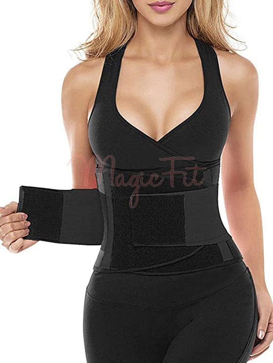 Breathable Hourglass Waist Trainer Stomach Wrapping Belt - Black - MagicFit